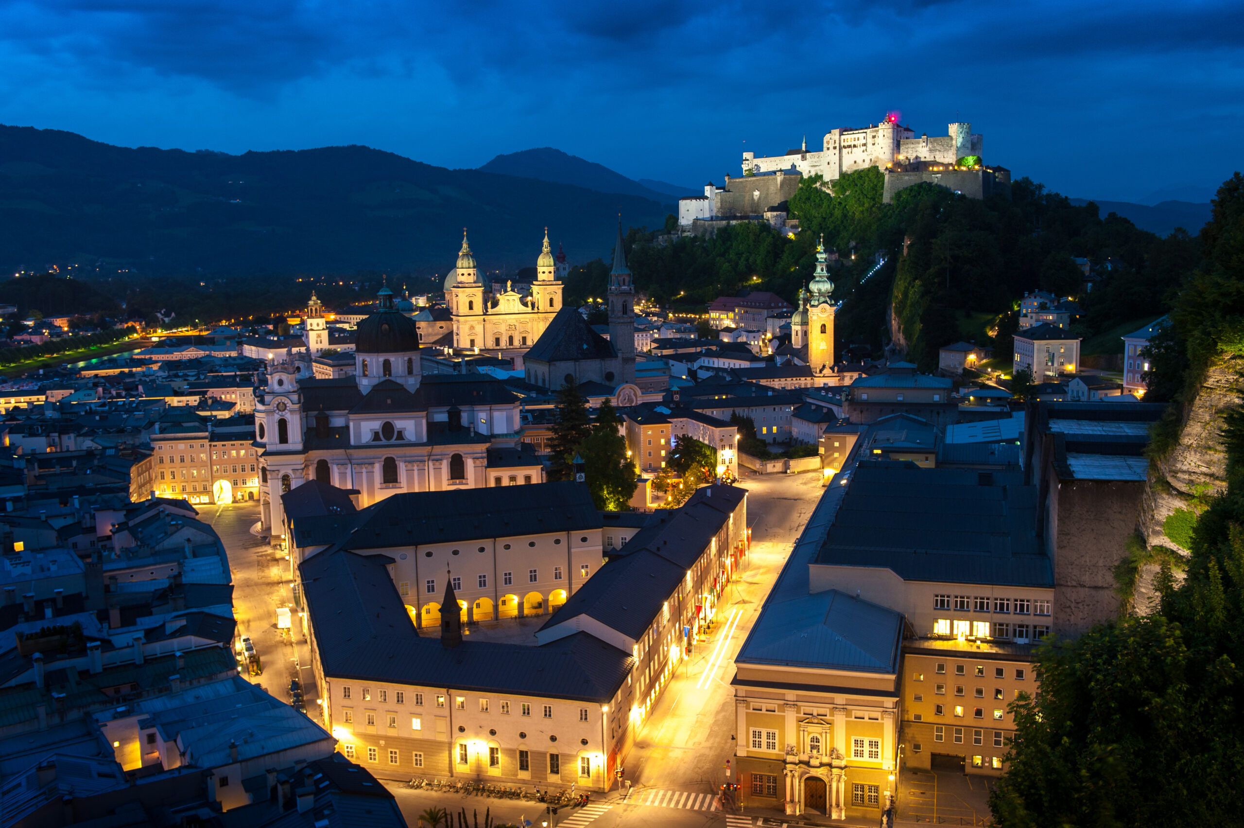 Blick vom Kapuzinerberg auf die Altstadt mit Festung Hohensalzbu